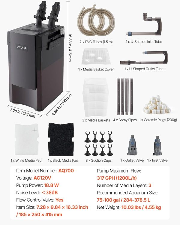 VEVOR Aquarium Canister Filter Powerful Quiet Leak-Proof-6