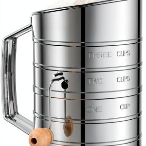 Esvopa Baking Sifter Stainless Steel Crank Design 3-Cup-0