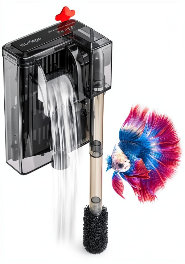 Novique HOB Aquarium Filter Slim Adjustable Flow Nano Tank-0