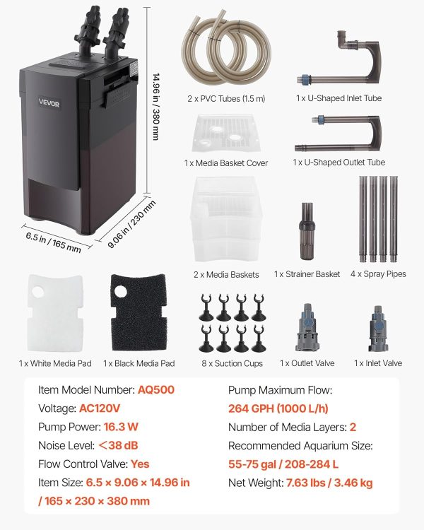 VEVOR Aquarium Canister Filter Quiet Operation Efficient-6