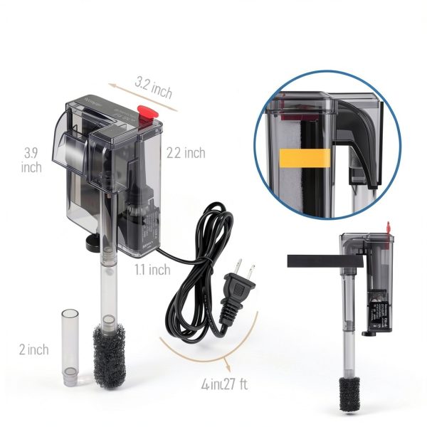 Novique HOB Aquarium Filter Slim Adjustable Flow Nano Tank-1