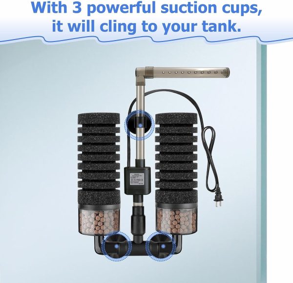 DEGGOX Aquarium Sponge Filter Double Filtration Quiet-4