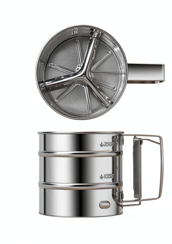 NVLIKNA Flour Sifter Stainless Steel One Hand Crank Baking-1
