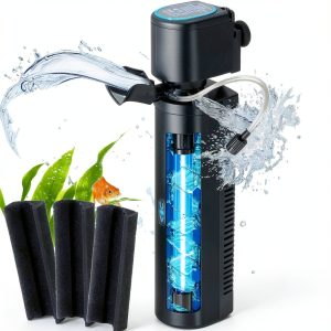 Coospider Aquarium Filter 4-in-1 U-V Light Black Fish Tank-0