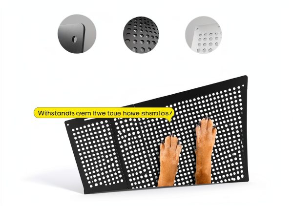 Safoner RV Screen Door Grille Black Adjustable Aluminum Pet Guard-4