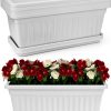 HOXHA Window Box Planter White 6 Pack Plastic Garden Box with Tray-0