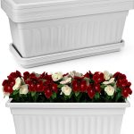 HOXHA Window Box Planter White 6 Pack Plastic Garden Box with Tray-0