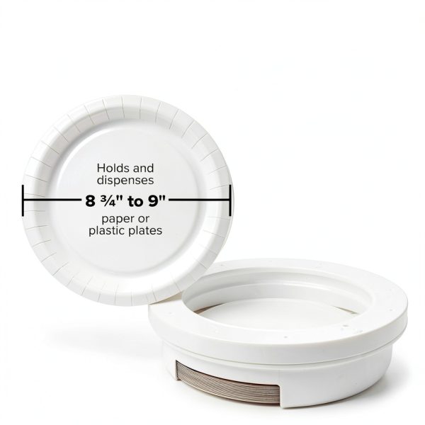 Camco 9-inch Pop-A-Plate Plastic Plate Dispenser | Ideal for Compact Spaces, RVs and Trailers | Mounts Under Cabinets or Shelves | White (57001)-3