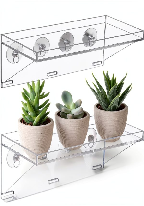 Clear Acrylic Window Plant Box Sumerflos 2 Pack 12" x 5.5" Suction-0