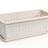 HOXHA Window Box Planter White 6 Pack Plastic Garden Box with Tray-1