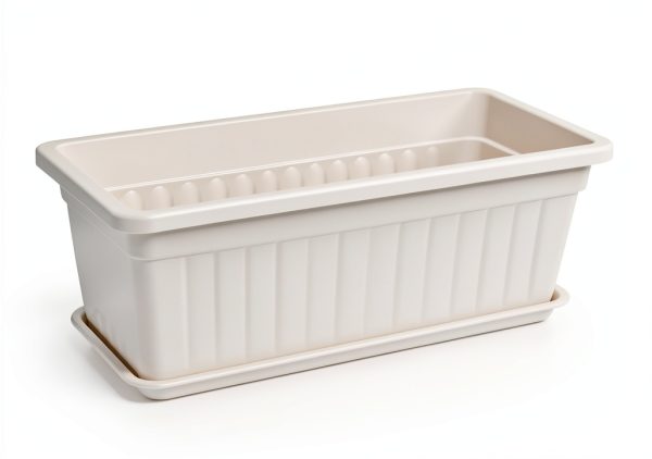 HOXHA Window Box Planter White 6 Pack Plastic Garden Box with Tray-1