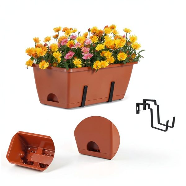 Window Boxes Planters smusei 17in Railing Box with Adjustable Brackets-1