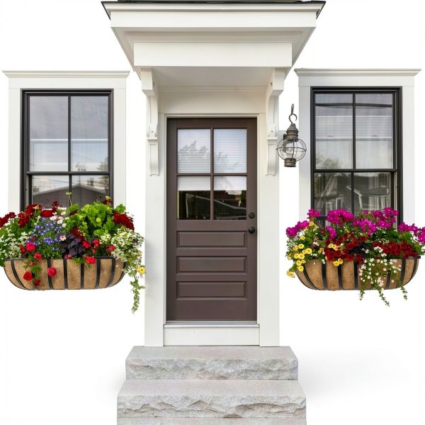 Railing Planter Sekcen 24" Black Metal Box 2 Pack for Balcony-1