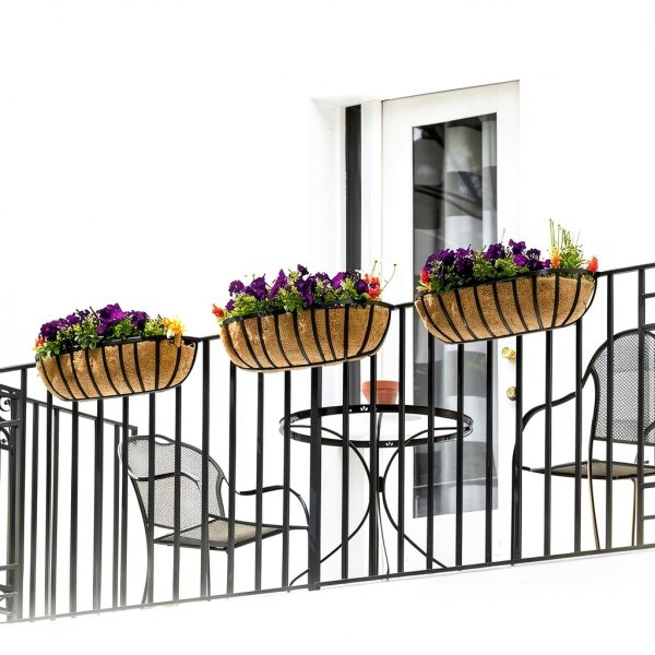 Railing Planter Sekcen 24" Black Metal Box 2 Pack for Balcony-5