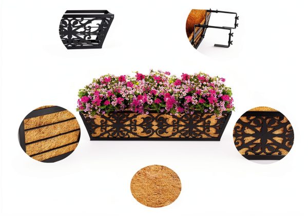 Karlliu 2 Pack 24 Inch Window Boxes Planters with Adjustable Brackets-3