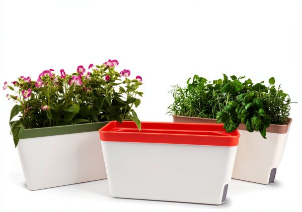 OurWarm Windowsill Herb Planter Box, Set of 3 Self Watering Plant Pots, 10.5 Inch Rectangular Planter Pot, Decorative Garden Flower Pots for Indoor Plants, Herbs, Vegetables, Flowers (3 Colors)-3