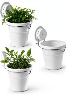Set of 3 Plastic Window Planter with Suction Cup Holder. Clear Self Watering Window Mounted Plant Pots, Window Sill Planters Extender for Indoor Hydroponic Plants-0