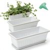 GROWNEER 3 Packs 17 Inches White Flower Window Box Plastic Vegetable Planters Long Pots with 15 Pcs Plant Labels for Outdoor Indoor Windowsill Patio Garden Home Decor Porch-0