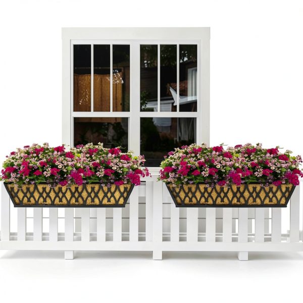 2 Pack 24 Inch Window Boxes Planters with Adjustable Brackets for-1