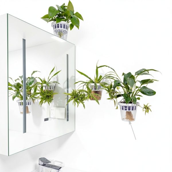 Set of 3 Plastic Window Planter with Suction Cup Holder. Clear Self Watering Window Mounted Plant Pots, Window Sill Planters Extender for Indoor Hydroponic Plants-3