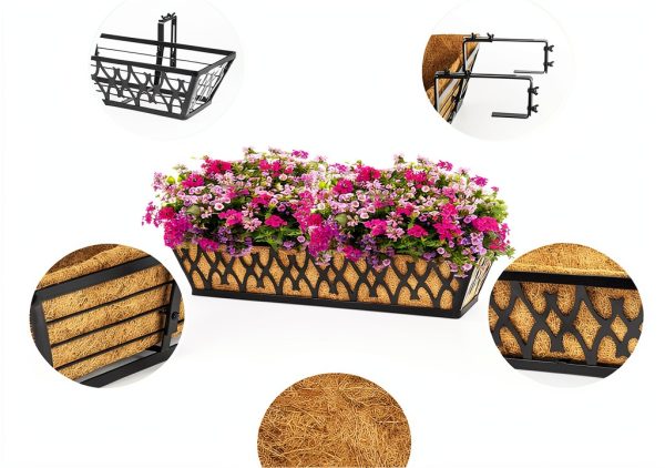 2 Pack 24 Inch Window Boxes Planters with Adjustable Brackets for-2