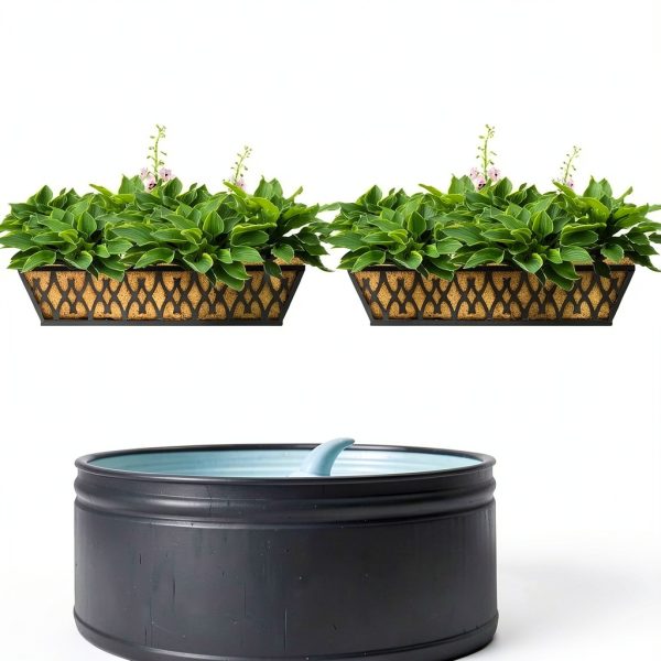 2 Pack 24 Inch Window Boxes Planters with Adjustable Brackets for-6