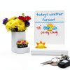 Nora Fleming Love Blooms here (Window Box) A409 Hand-Painted Ceramic Floral Décor - Spring Minis for The Home and Office-1
