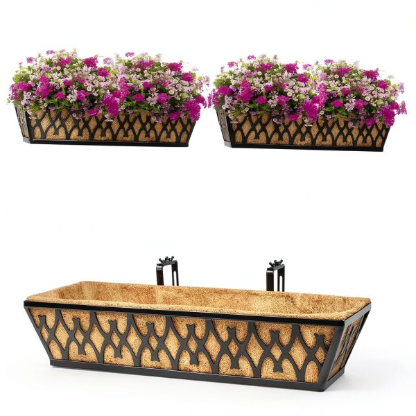 2 Pack 24 Inch Window Boxes Planters with Adjustable Brackets for-5