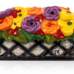 Nora Fleming Love Blooms here (Window Box) A409 Hand-Painted Ceramic Floral Décor - Spring Minis for The Home and Office-0