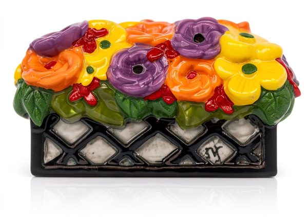 Nora Fleming Love Blooms here (Window Box) A409 Hand-Painted Ceramic Floral Décor - Spring Minis for The Home and Office-0