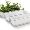 GROWNEER 3 Packs 17 Inches White Flower Window Box Plastic Vegetable Planters Long Pots with 15 Pcs Plant Labels for Outdoor Indoor Windowsill Patio Garden Home Decor Porch-7