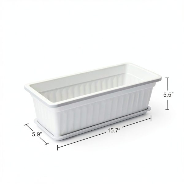 GROWNEER 3 Packs 17 Inches White Flower Window Box Plastic Vegetable Planters Long Pots with 15 Pcs Plant Labels for Outdoor Indoor Windowsill Patio Garden Home Decor Porch-2