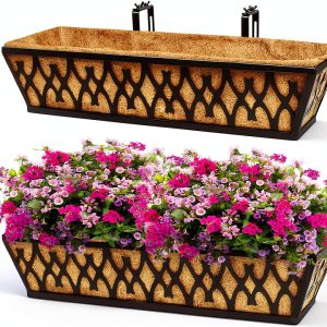 2 Pack 24 Inch Window Boxes Planters with Adjustable Brackets for-0