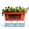 OurWarm Windowsill Herb Planter Box, Set of 3 Self Watering Plant Pots, 10.5 Inch Rectangular Planter Pot, Decorative Garden Flower Pots for Indoor Plants, Herbs, Vegetables, Flowers (3 Colors)-1
